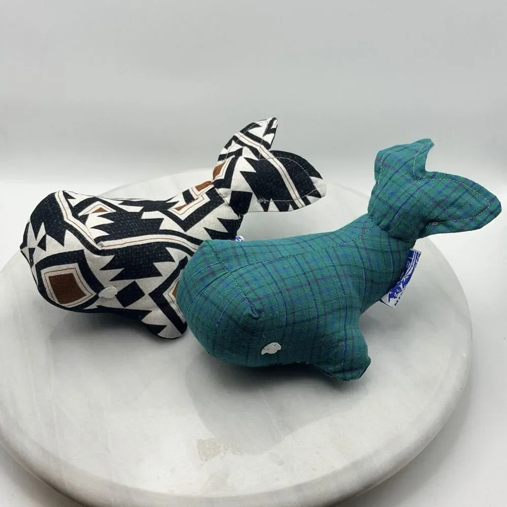 HomerWhales Made in Homer Alaska Handmade Fabric Whale Plush Pair Souvenir Decor